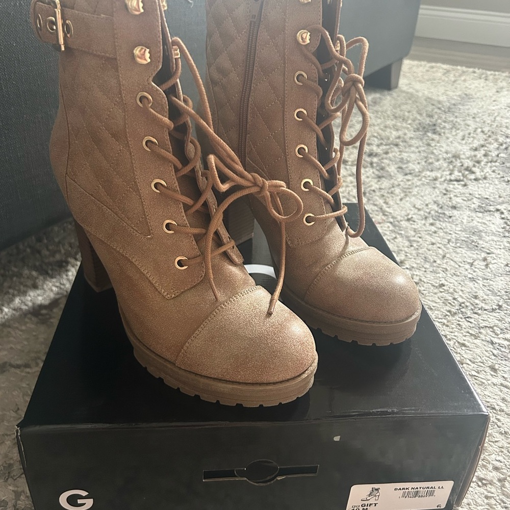 G by Guess Women's Tan Lace-Up Boots
